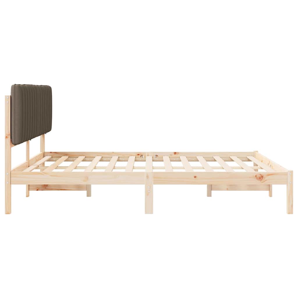Cadre de lit avec tête de lit rembourrée Taupe 180 x 200 cm - XIOS