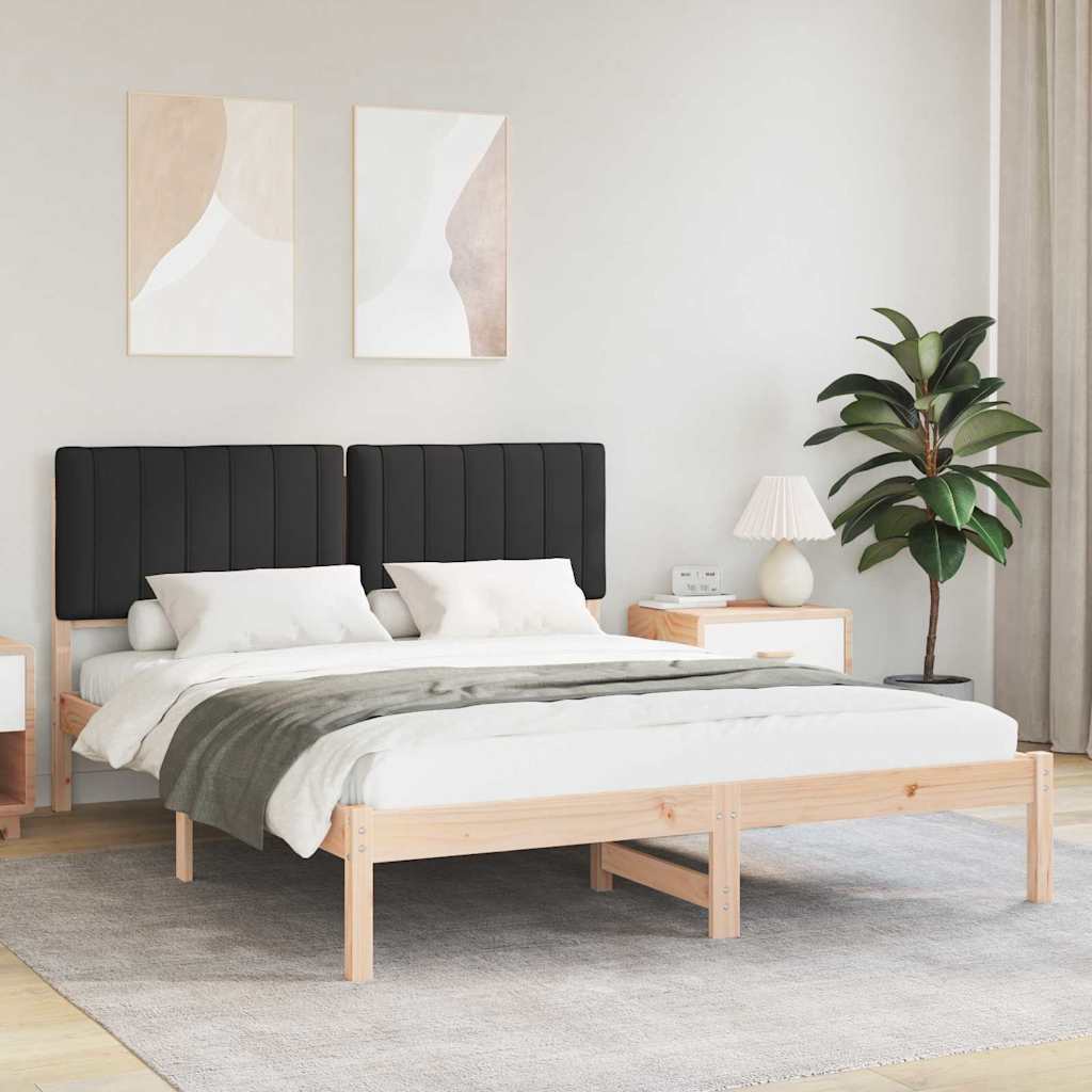 Cadre de lit avec tête de lit rembourrée Noir 150 x 200 cm - XIOS