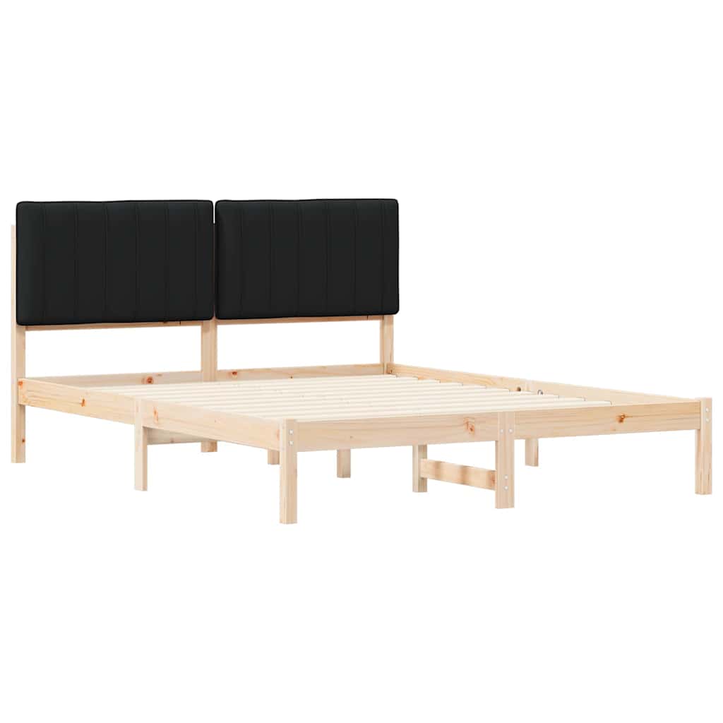 Cadre de lit avec tête de lit rembourrée Noir 150 x 200 cm - XIOS