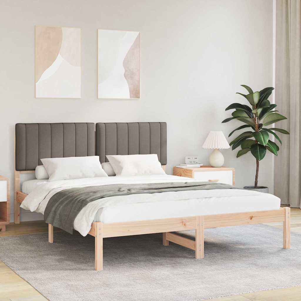 Cadre de lit avec tête de lit rembourrée Taupe 150 x 200 cm - XIOS