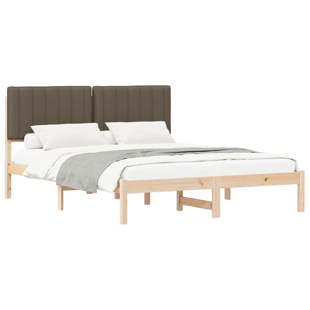 Cadre de lit avec tête de lit rembourrée Taupe 150 x 200 cm - XIOS
