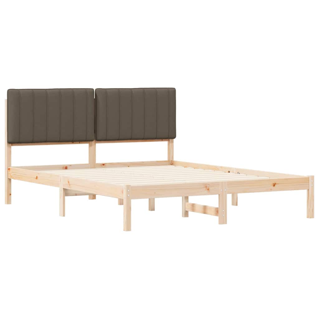 Cadre de lit avec tête de lit rembourrée Taupe 150 x 200 cm - XIOS