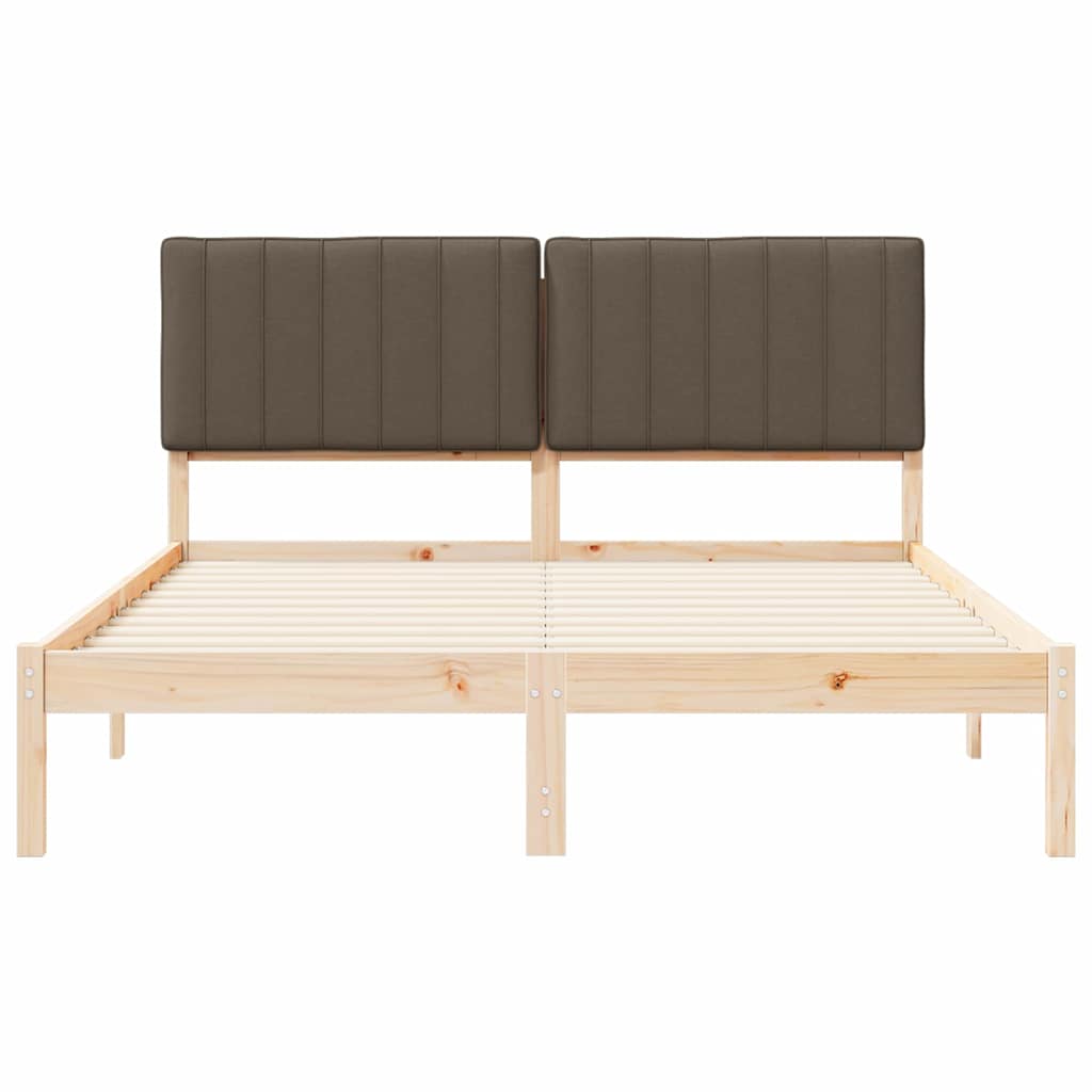 Cadre de lit avec tête de lit rembourrée Taupe 150 x 200 cm - XIOS