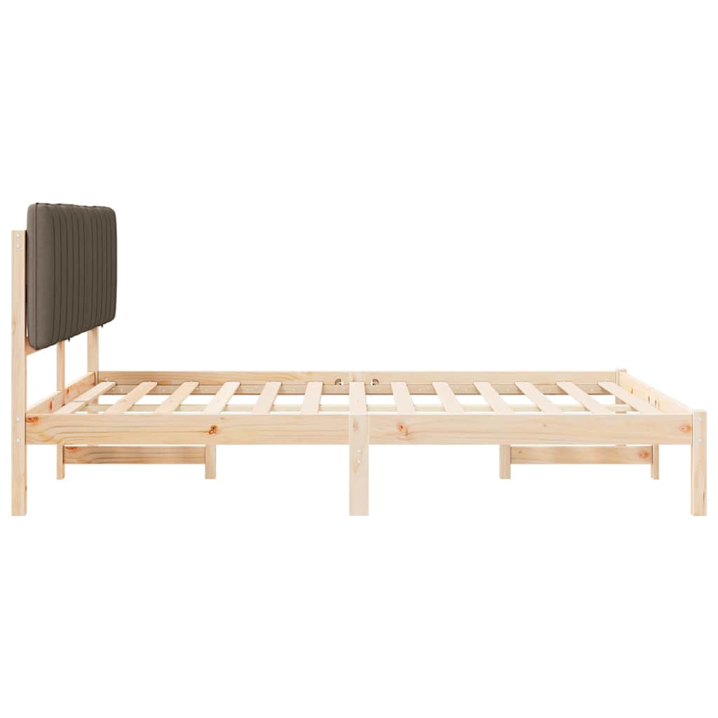 Cadre de lit avec tête de lit rembourrée Taupe 150 x 200 cm - XIOS