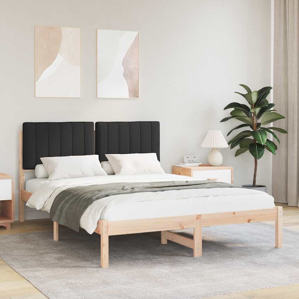 Cadre de lit avec tête de lit rembourrée Noir 135 x 190 cm - XIOS