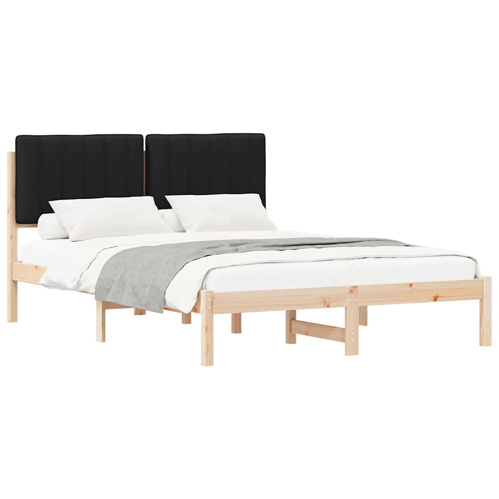 Cadre de lit avec tête de lit rembourrée Noir 135 x 190 cm - XIOS