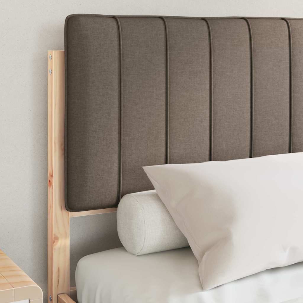 Cadre de lit avec tête de lit rembourrée Taupe 135 x 190 cm - XIOS