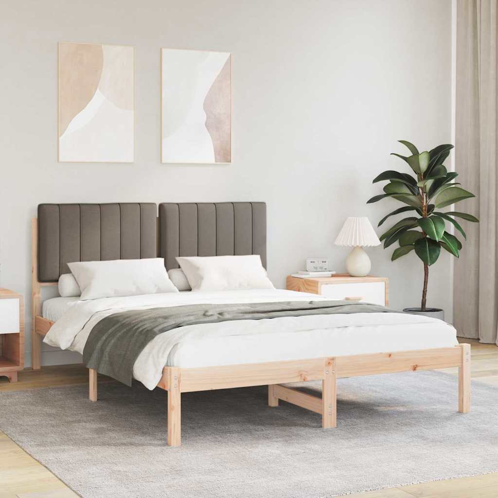 Cadre de lit avec tête de lit rembourrée Taupe 135 x 190 cm - XIOS