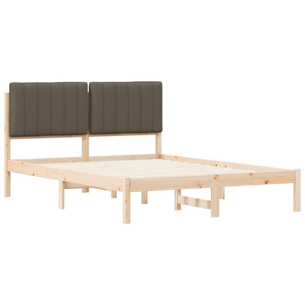 Cadre de lit avec tête de lit rembourrée Taupe 135 x 190 cm - XIOS