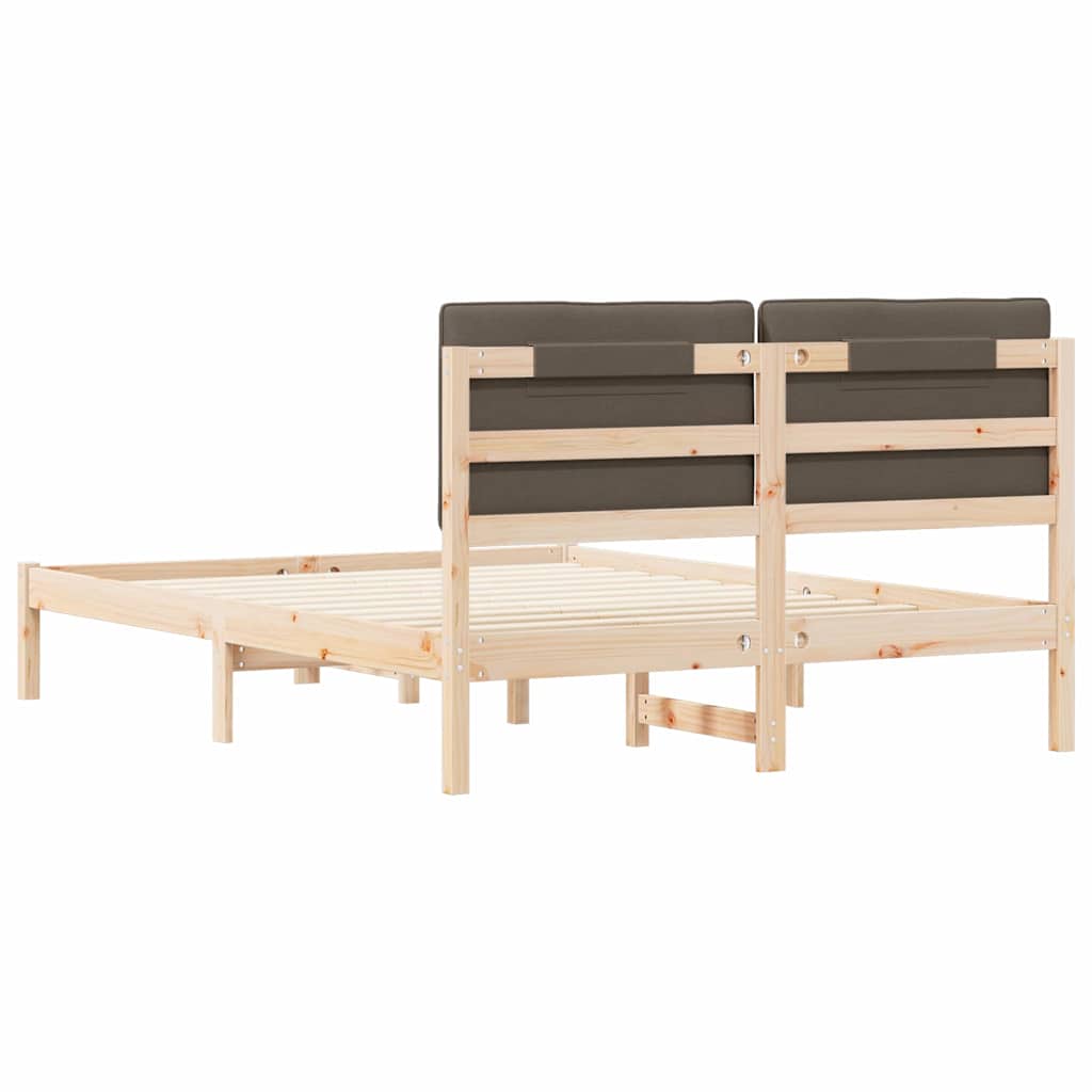 Cadre de lit avec tête de lit rembourrée Taupe 135 x 190 cm - XIOS