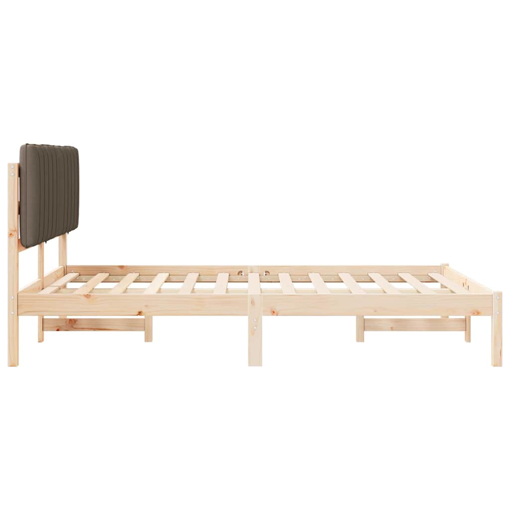Cadre de lit avec tête de lit rembourrée Taupe 135 x 190 cm - XIOS