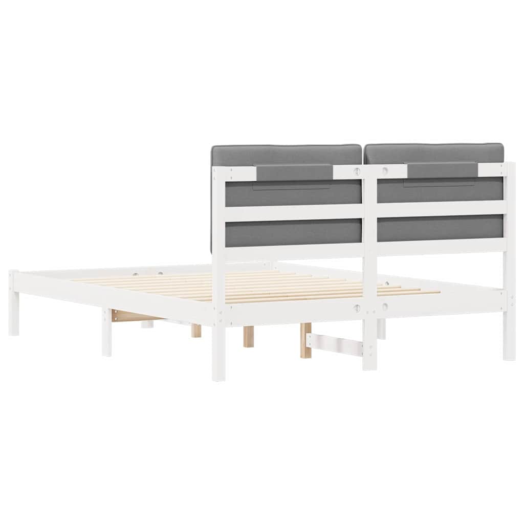 Cadre de lit avec tête de lit rembourrée Gris clair