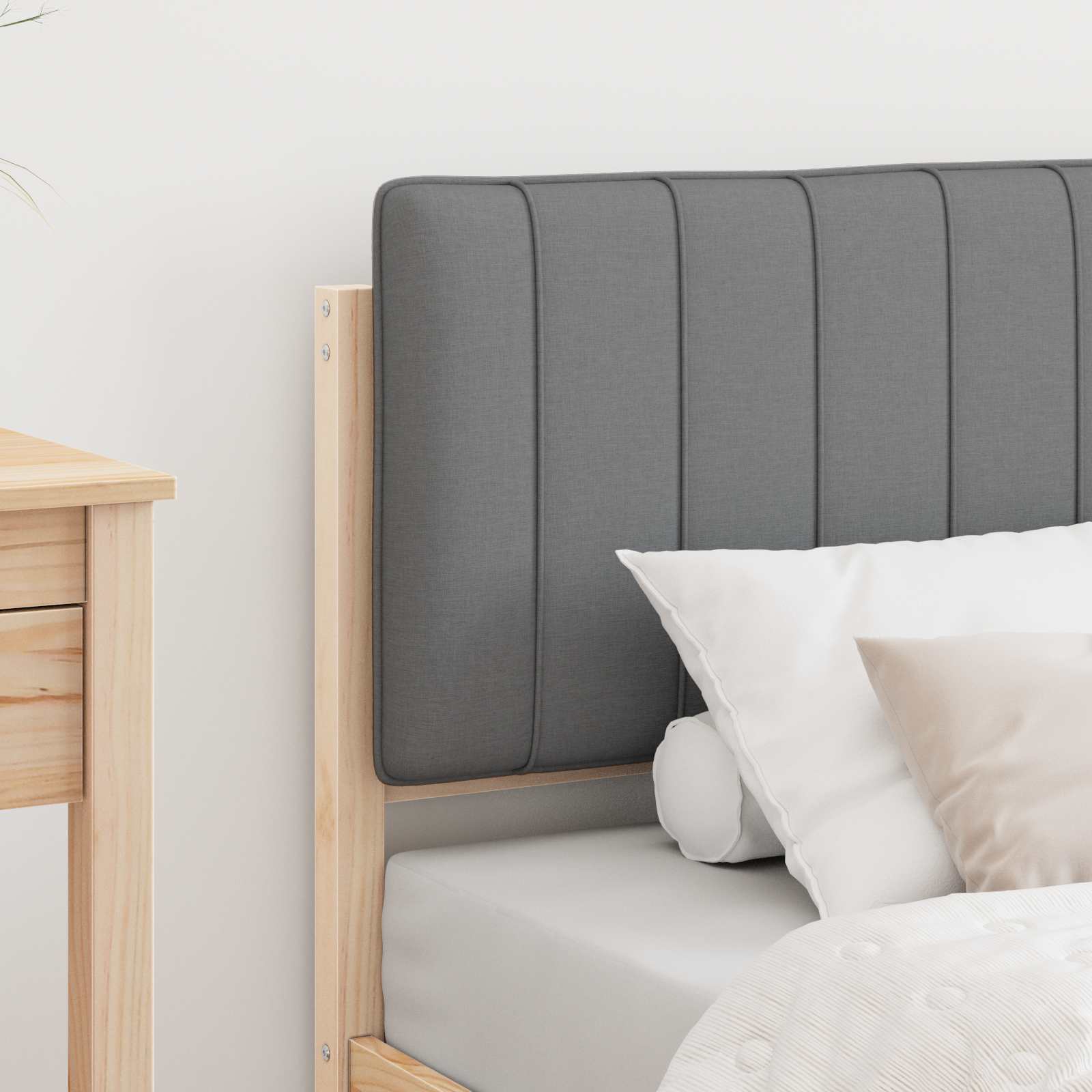 Cadre de lit avec tête de lit rembourrée Gris clair 75 x 190 cm