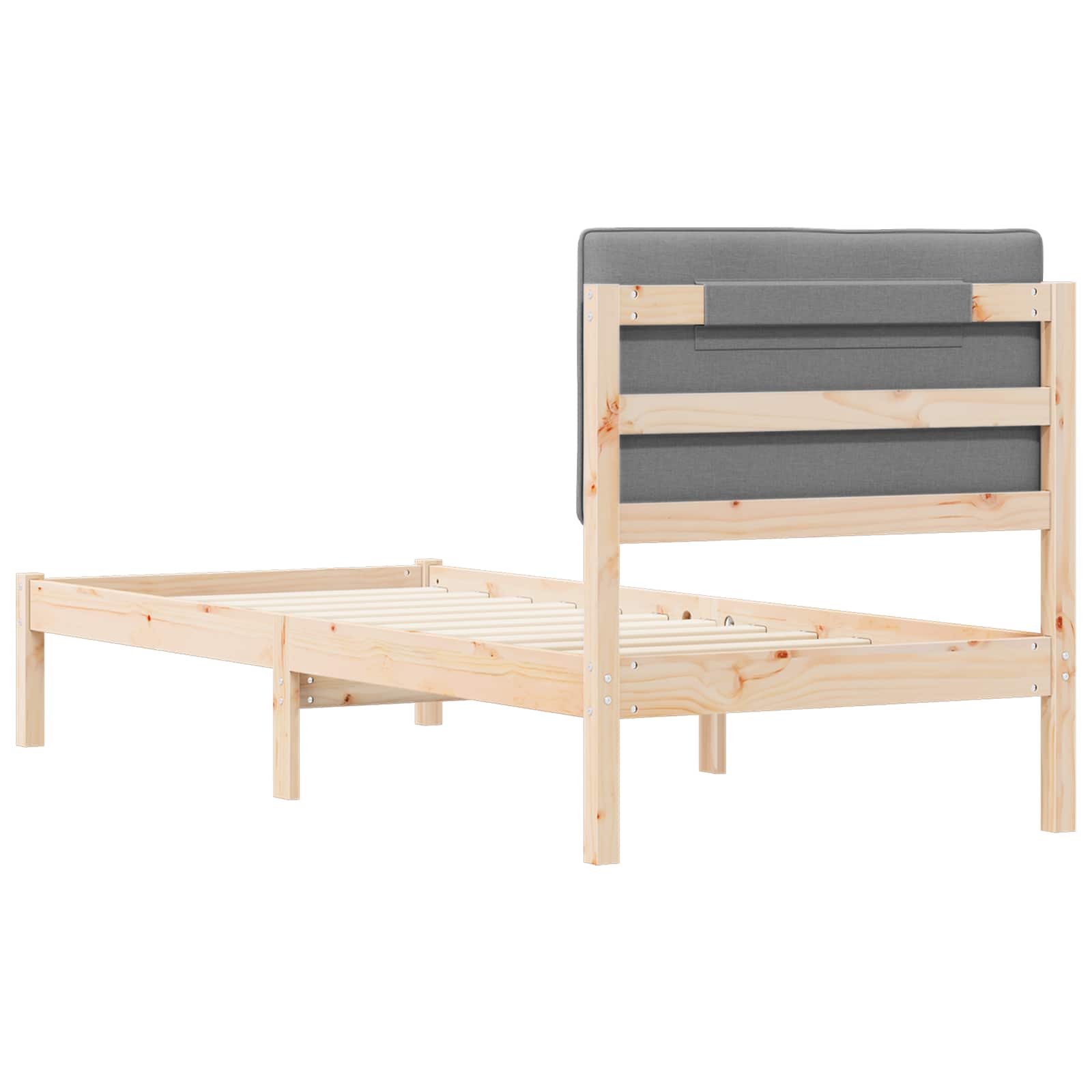 Cadre de lit avec tête de lit rembourrée Gris clair 75 x 190 cm