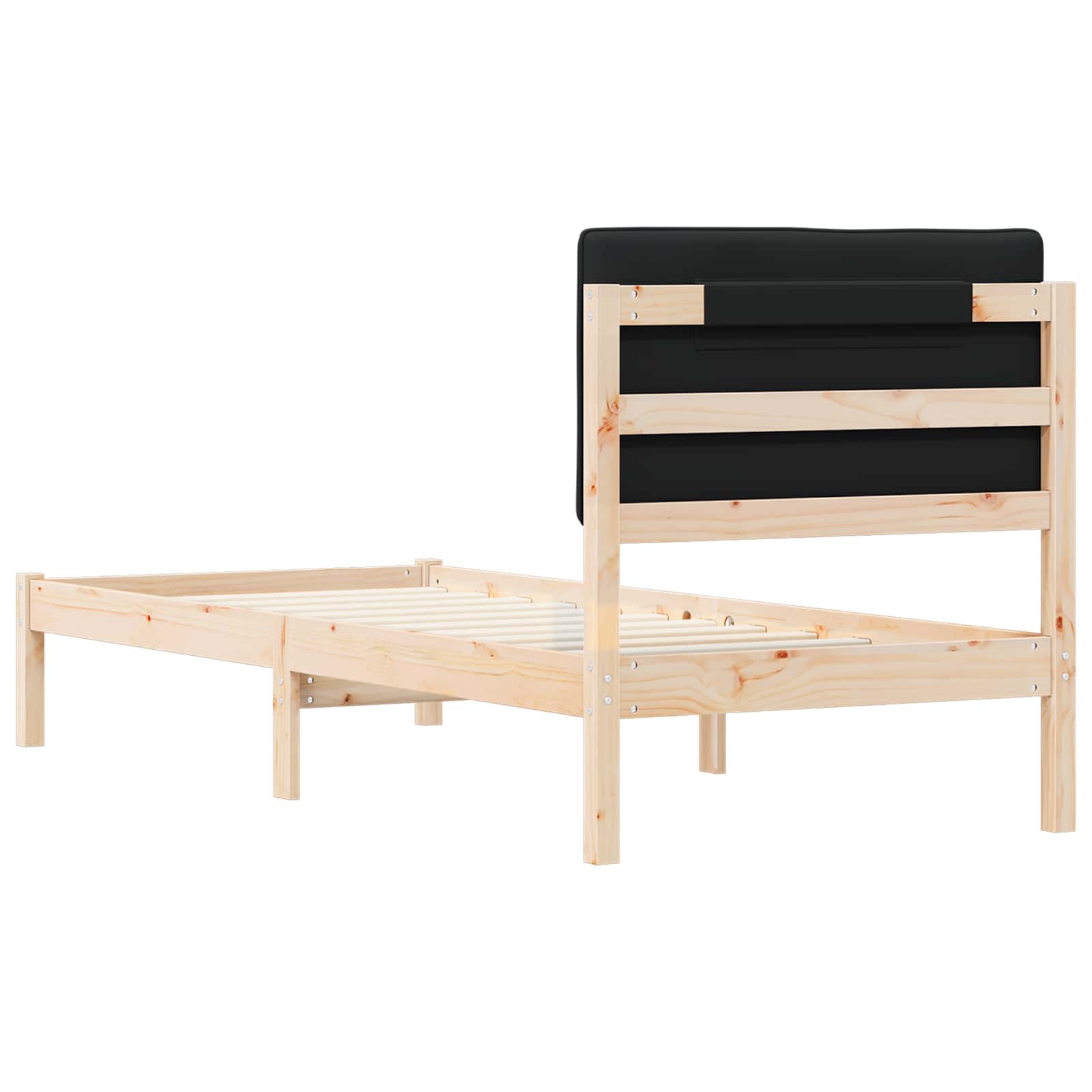 Cadre de lit avec tête de lit rembourrée Noir 75 x 190 cm - XIOS