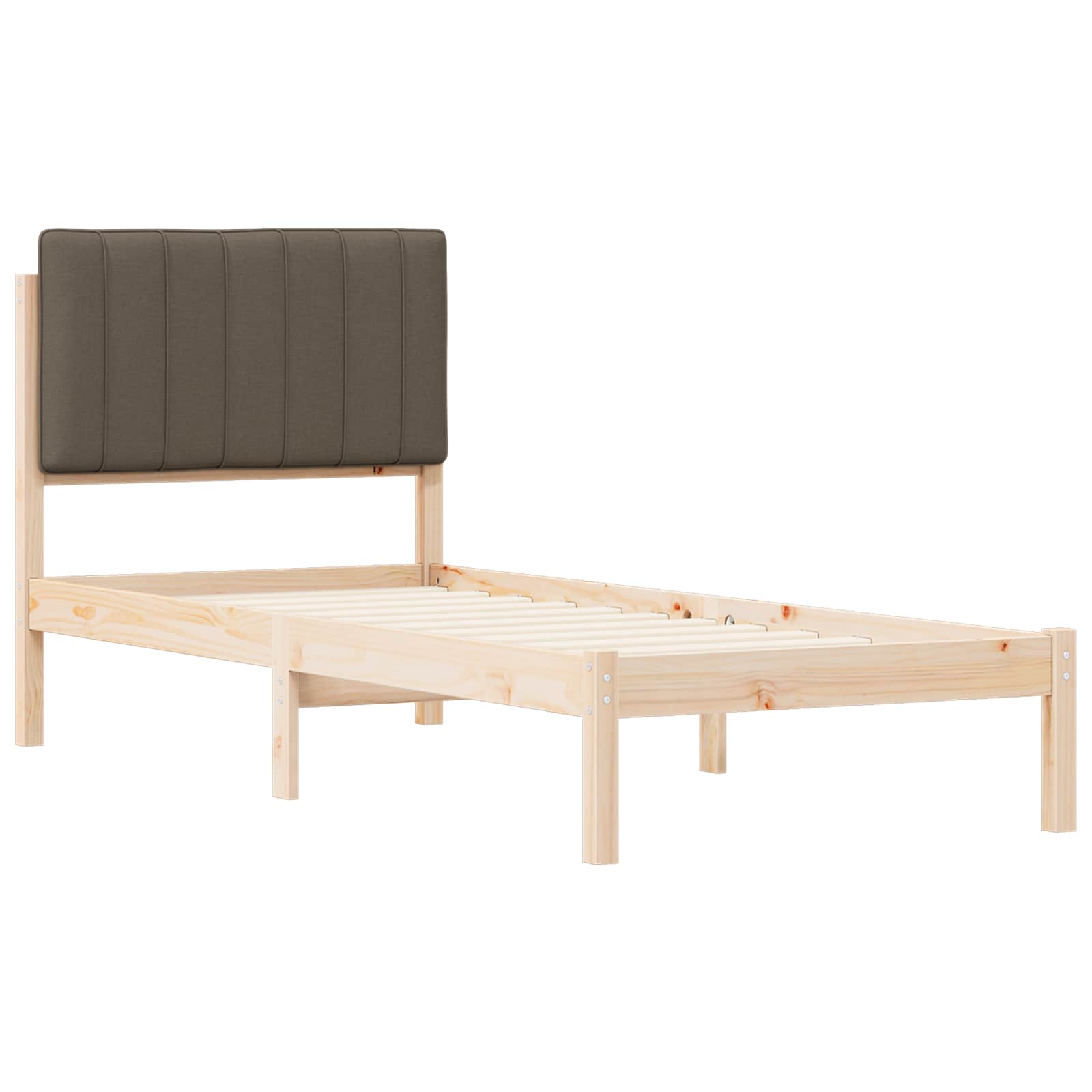 Cadre de lit avec tête de lit rembourrée Taupe 75 x 190 cm - XIOS