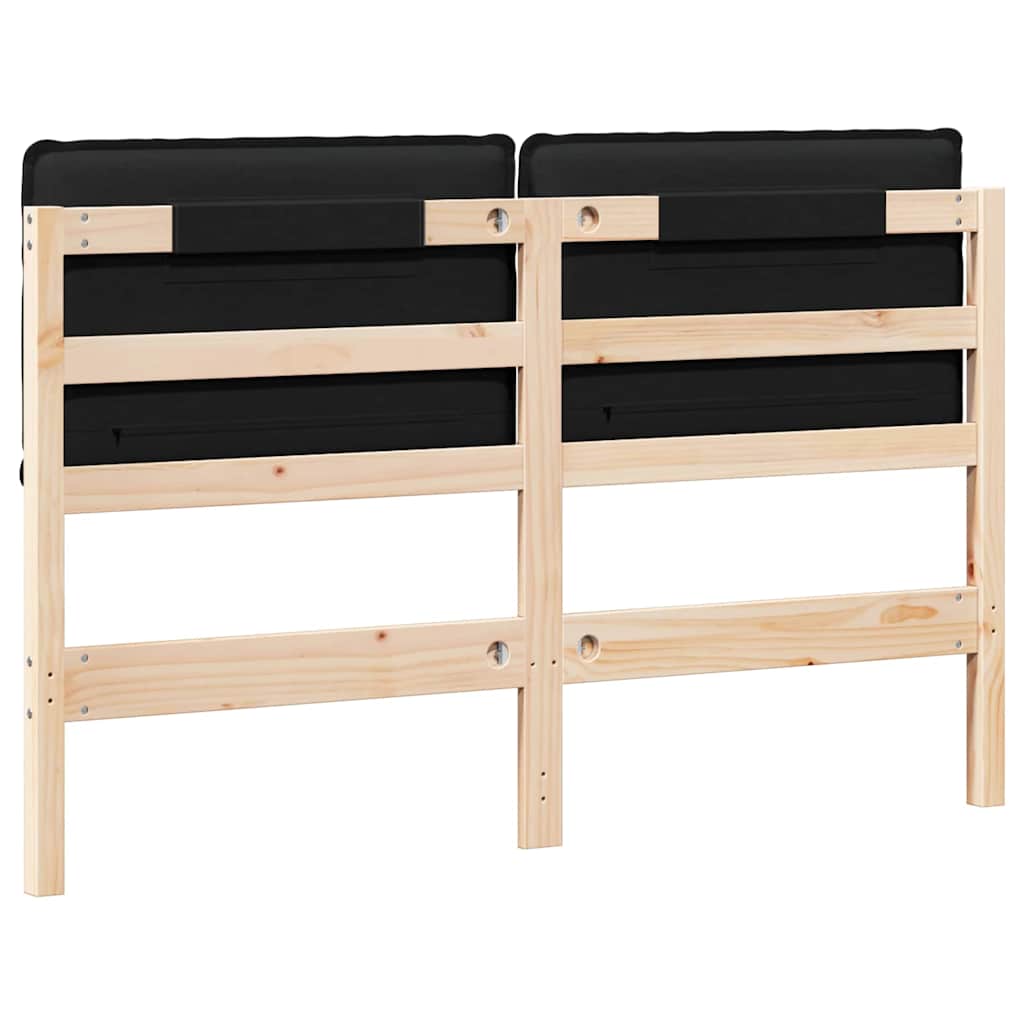 Tête de lit capitonnée Naturel et Noir 160 cm Pin massif - XIOS