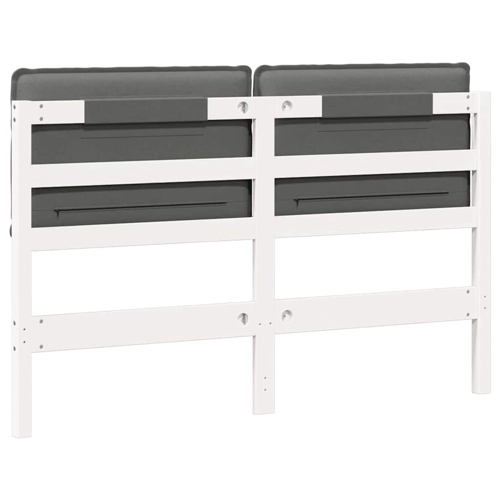 Tête de lit capitonnée Blanc et gris clair 135 cm Pin massif - XIOS