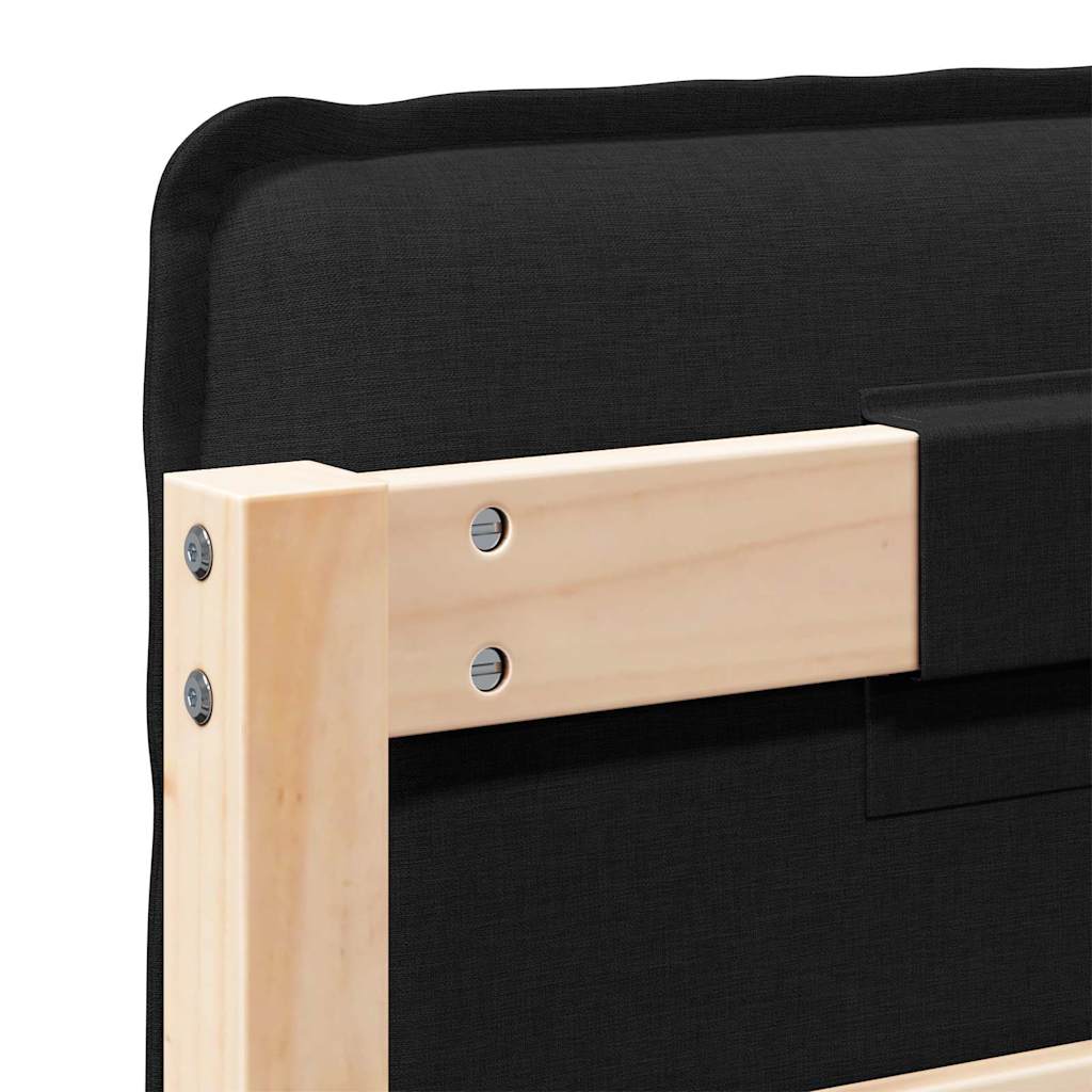 Tête de lit capitonnée Naturel et Noir 120 cm Pin massif - XIOS