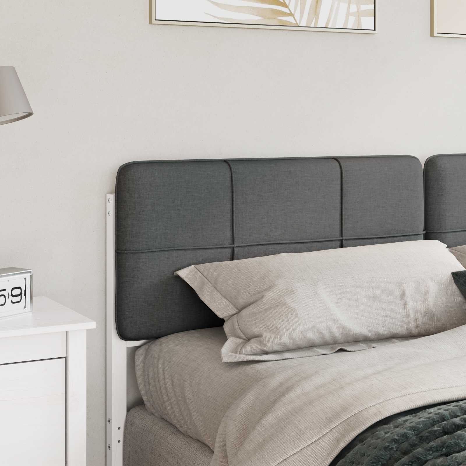 Tête de lit capitonnée Blanc et gris clair 200 cm Pin massif - XIOS