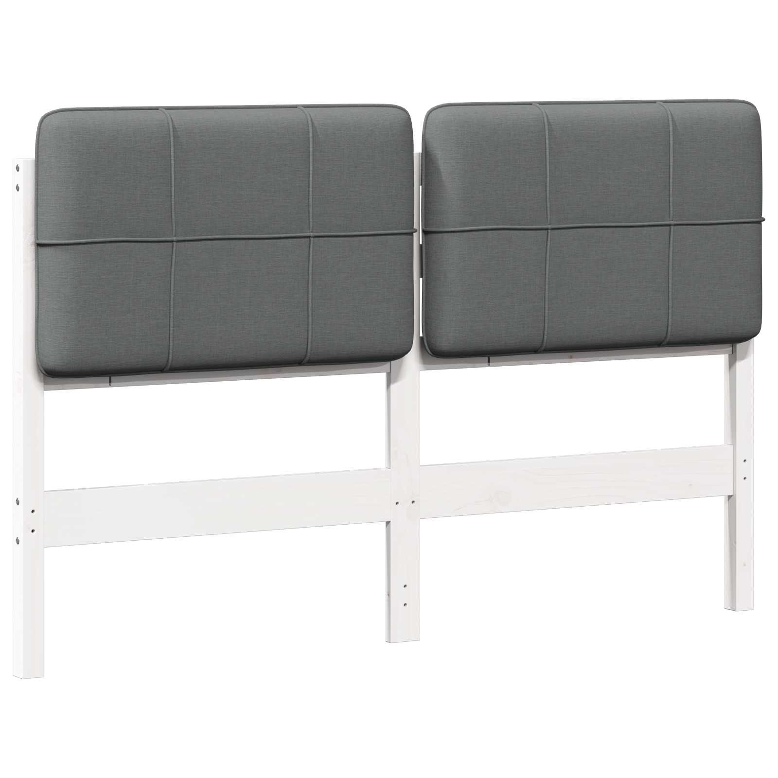 Tête de lit capitonnée Blanc et gris clair 135 cm Pin massif - XIOS