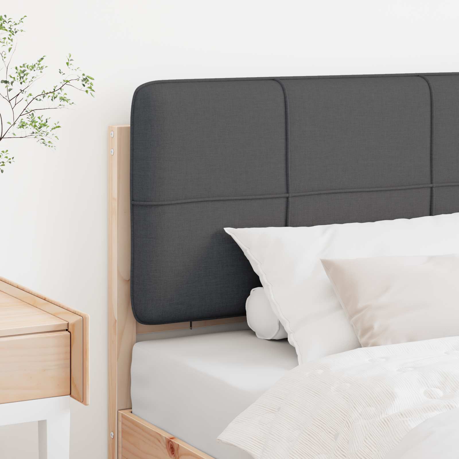 Tête de lit capitonnée Brun et gris foncé 100 cm Pin massif - XIOS