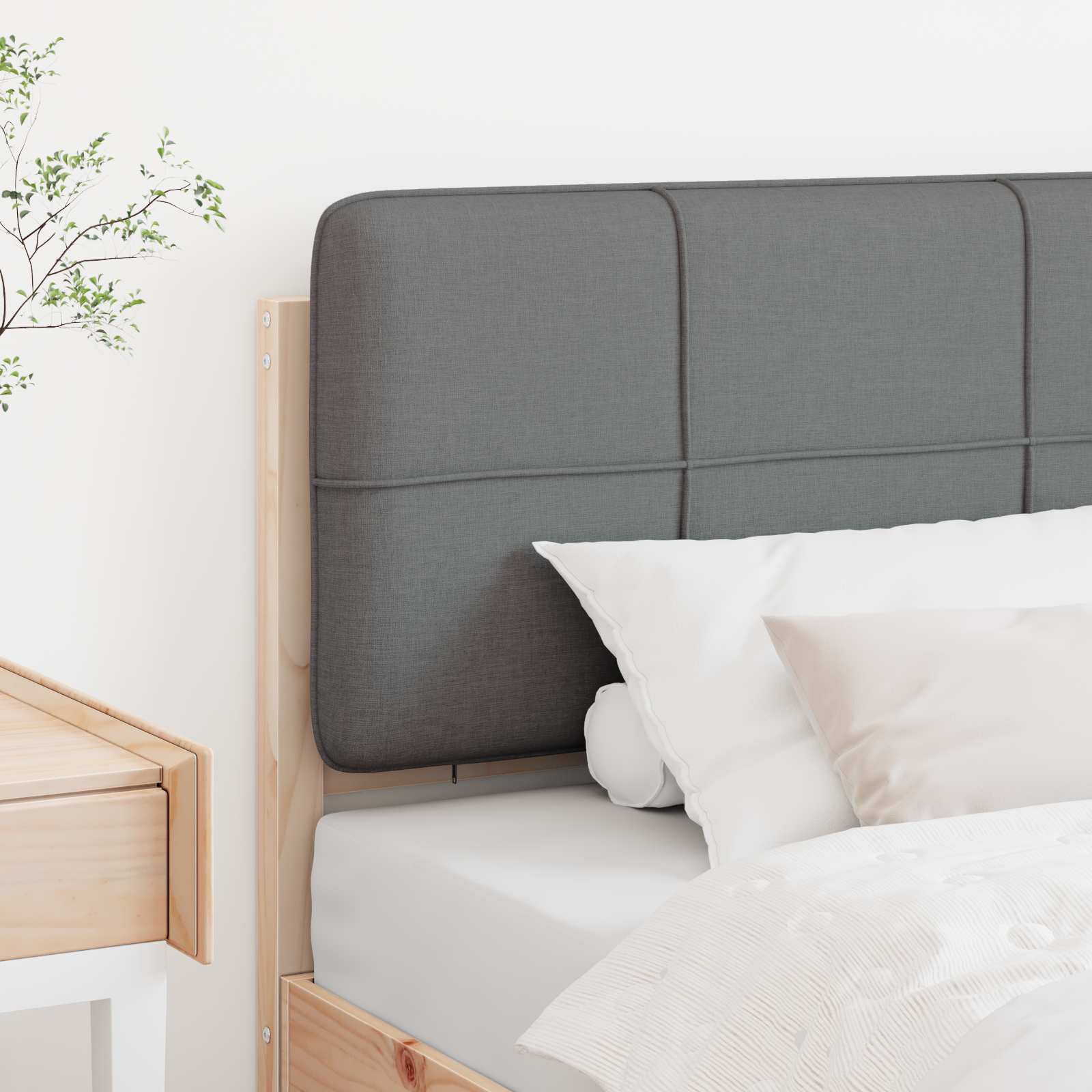 Tête de lit capitonnée Marron et gris clair 90 cm Pin massif - XIOS