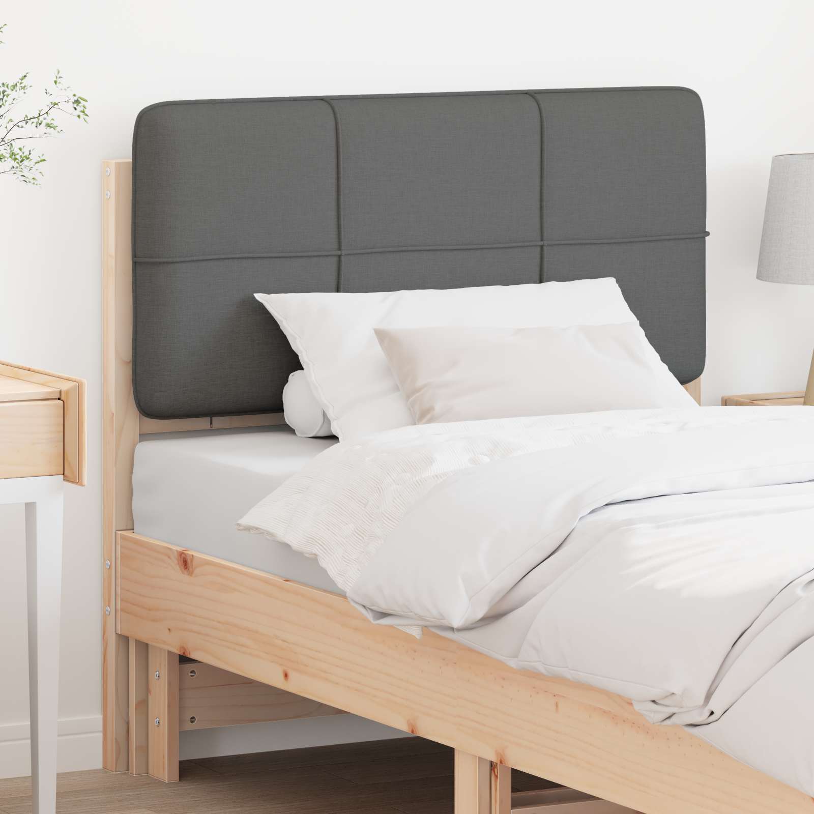 Tête de lit capitonnée Marron et gris clair 90 cm Pin massif - XIOS