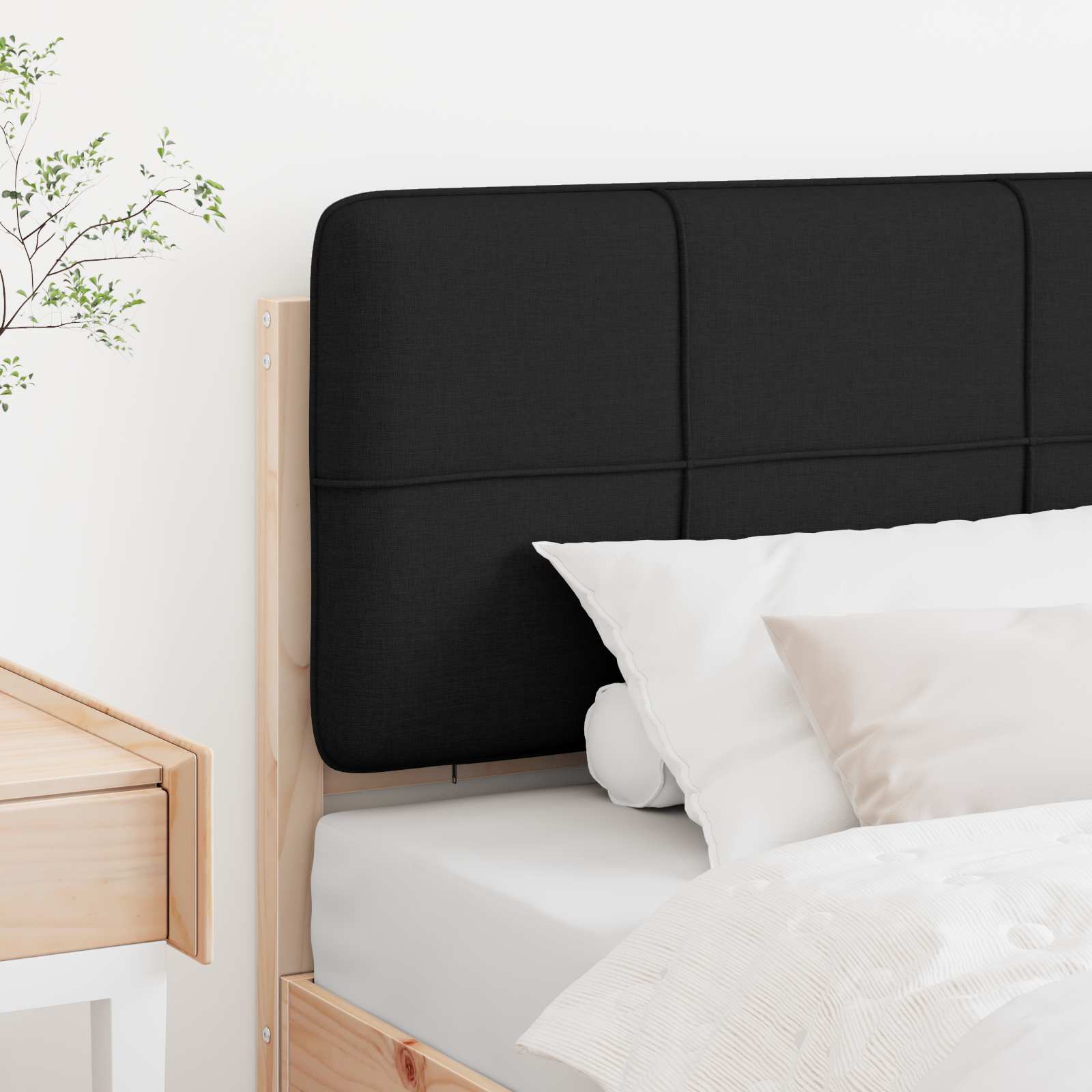 Tête de lit capitonnée Marron et Noir 90 cm Pin massif - XIOS