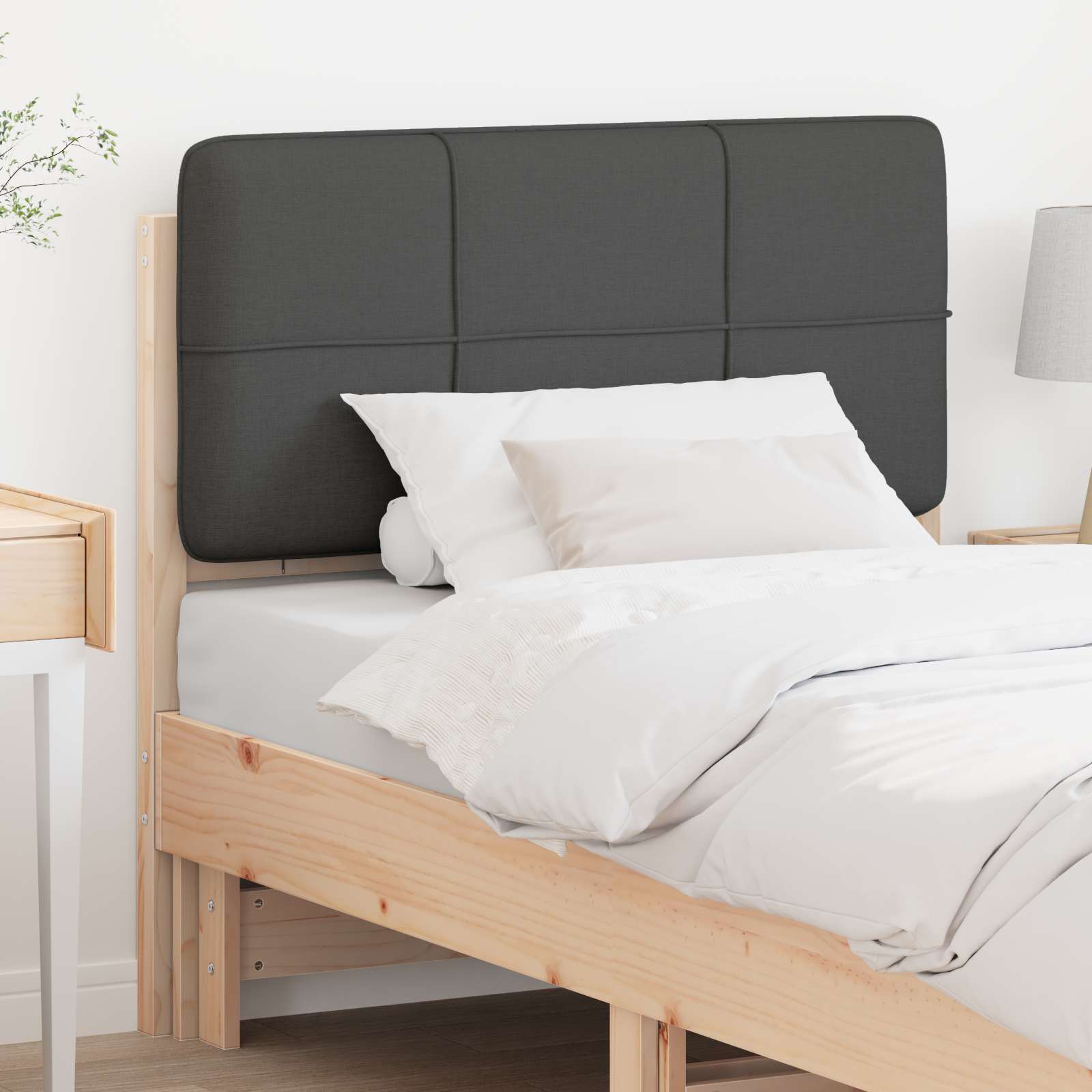 Tête de lit capitonnée Brun et gris foncé 80 cm Pin massif - XIOS