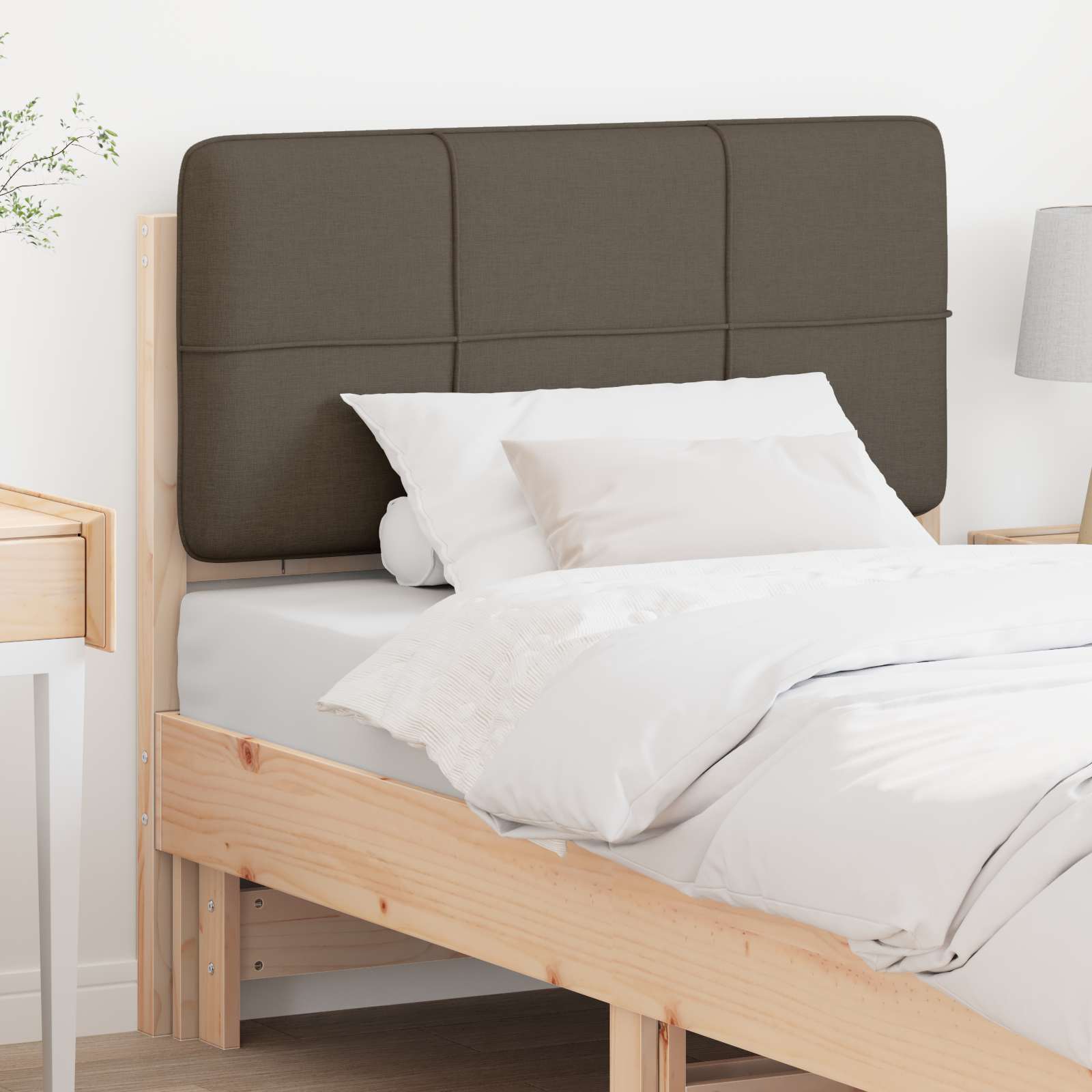 Tête de lit capitonnée Marron et Taupe 80 cm Pin massif - XIOS