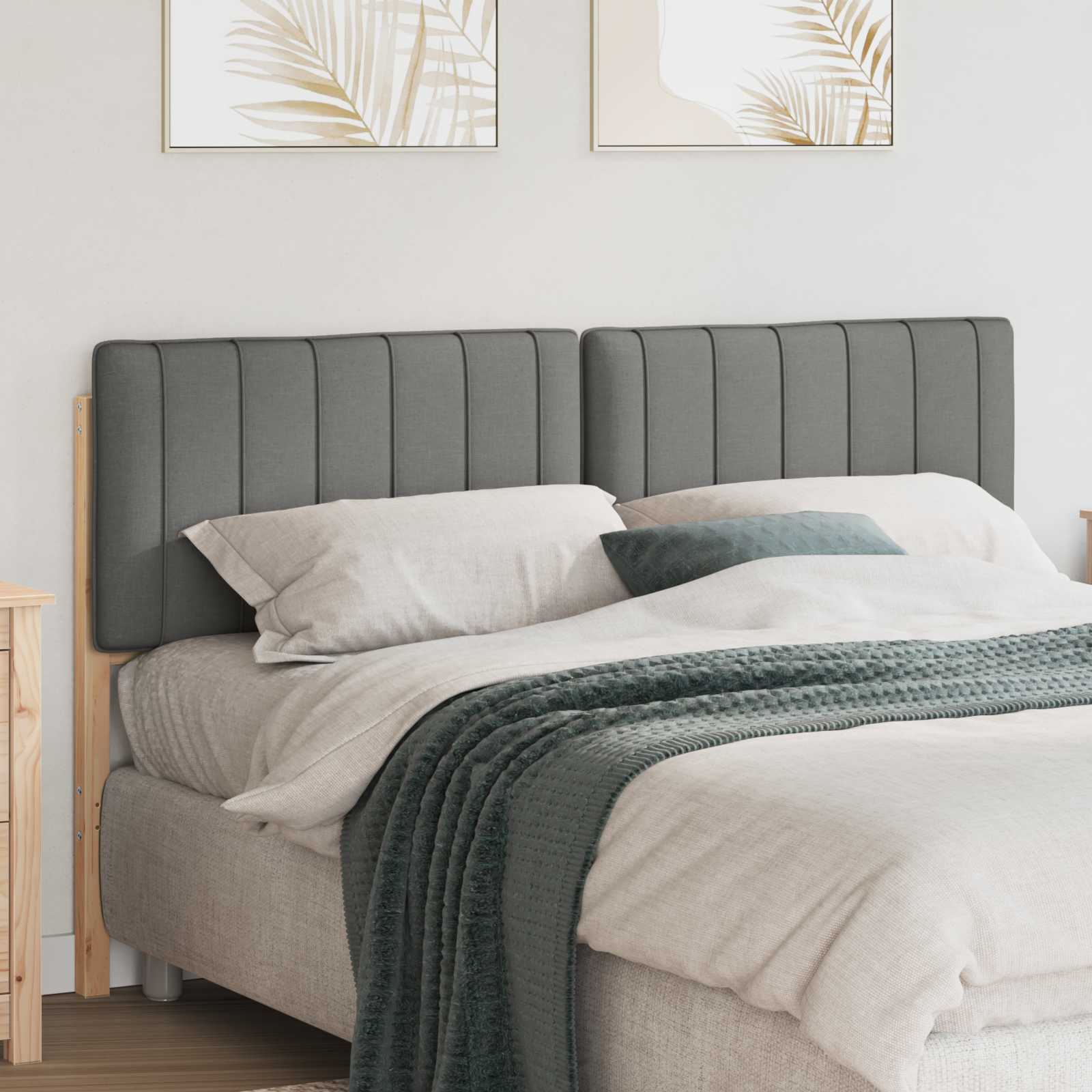 Tête de lit capitonnée Marron et gris clair 160 cm Pin massif - XIOS