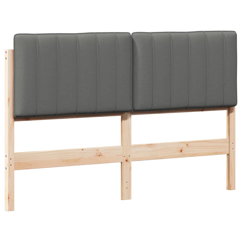 Tête de lit capitonnée Marron et gris clair 135 cm Pin massif - XIOS