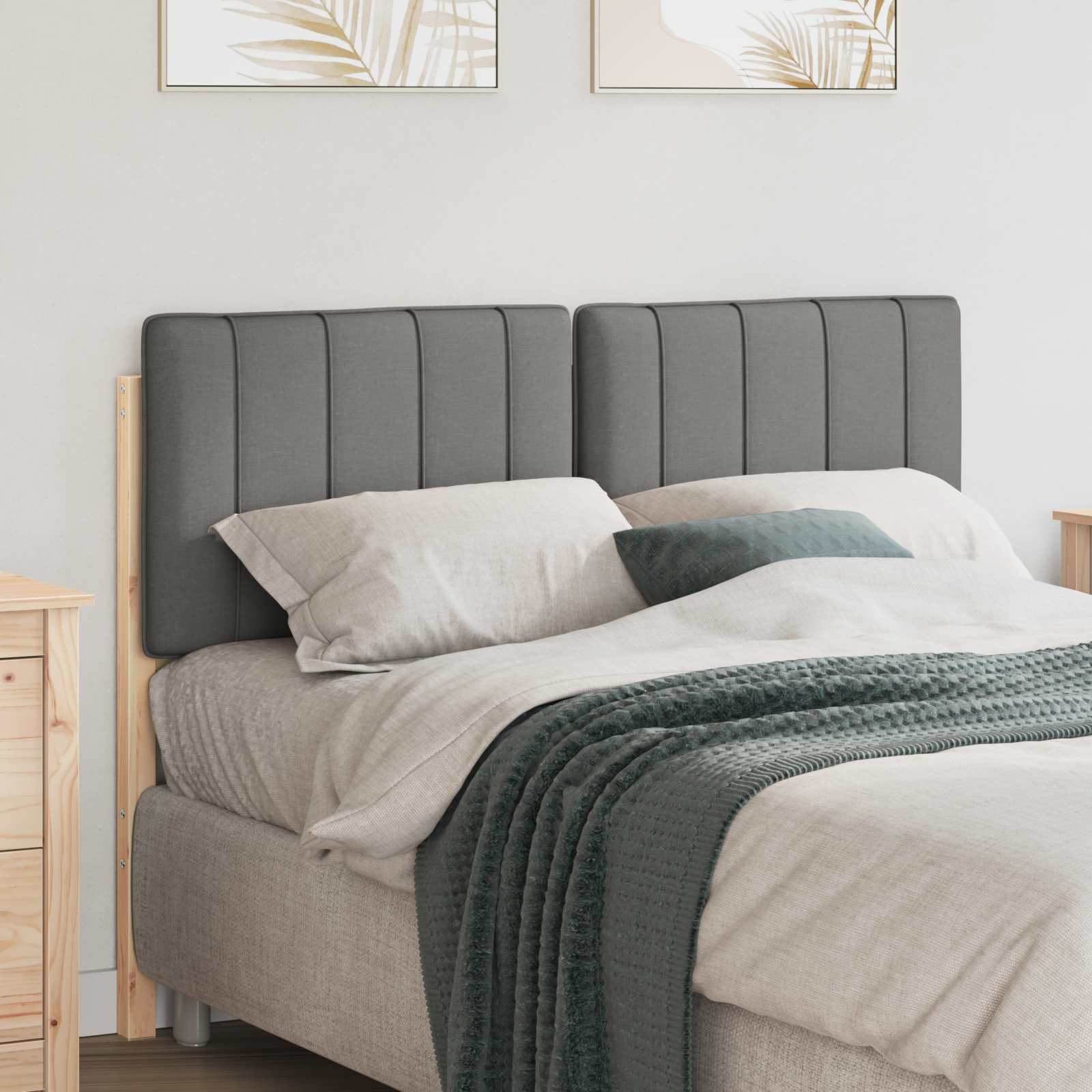 Tête de lit capitonnée Marron et gris clair 120 cm Pin massif - XIOS