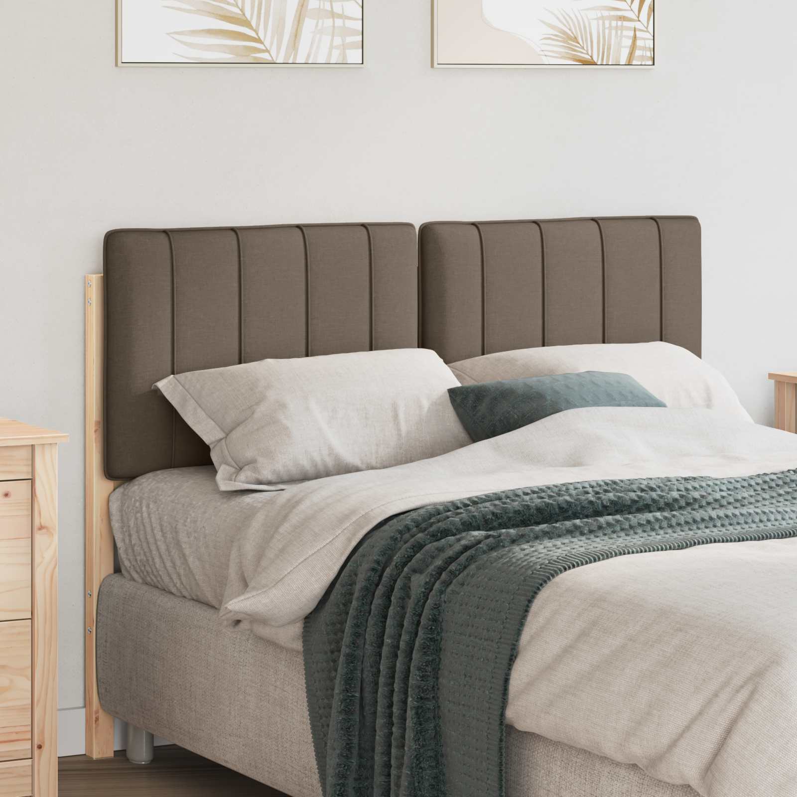 Tête de lit capitonnée Marron et Taupe 120 cm Pin massif - XIOS