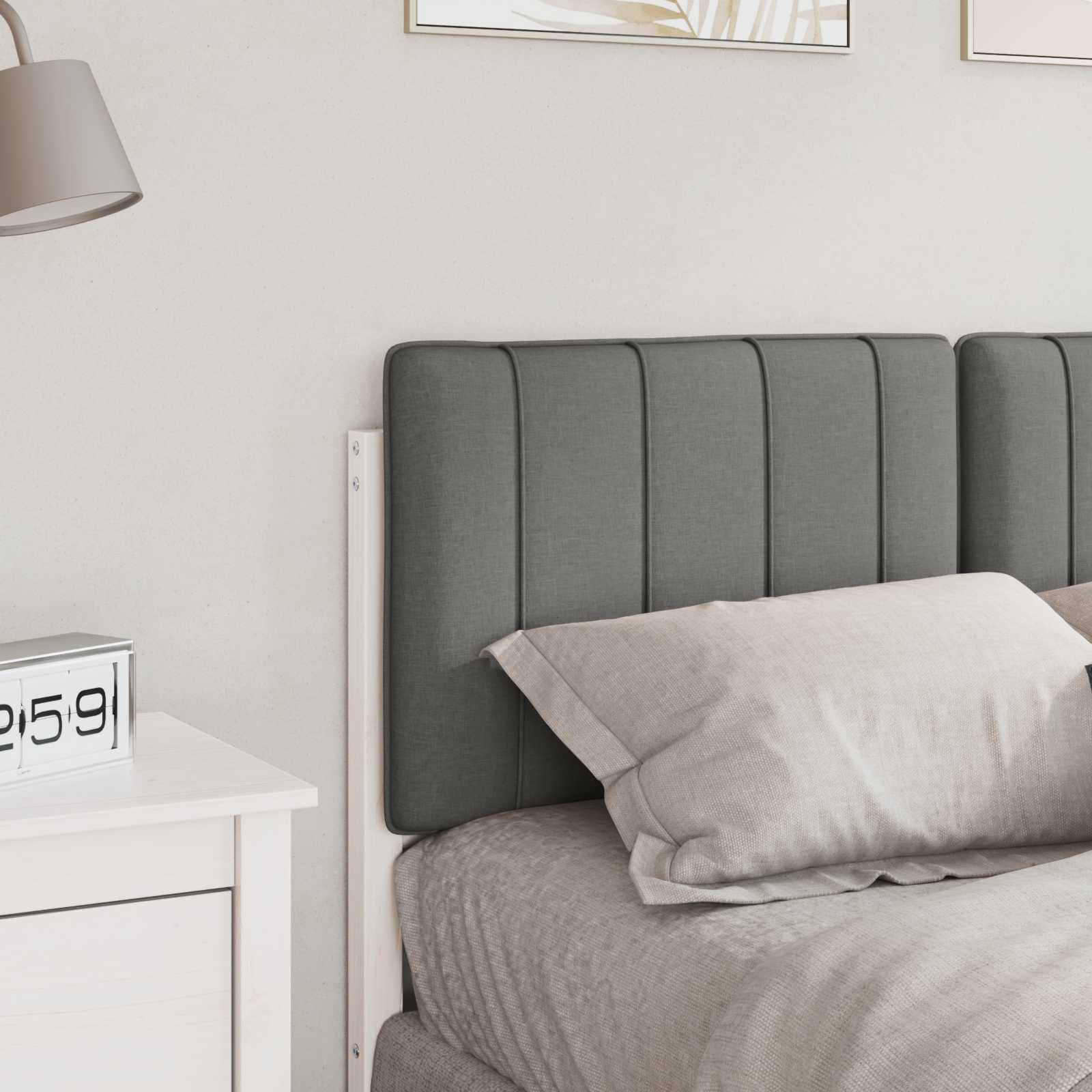 Tête de lit capitonnée Blanc et gris clair 120 cm Pin massif - XIOS