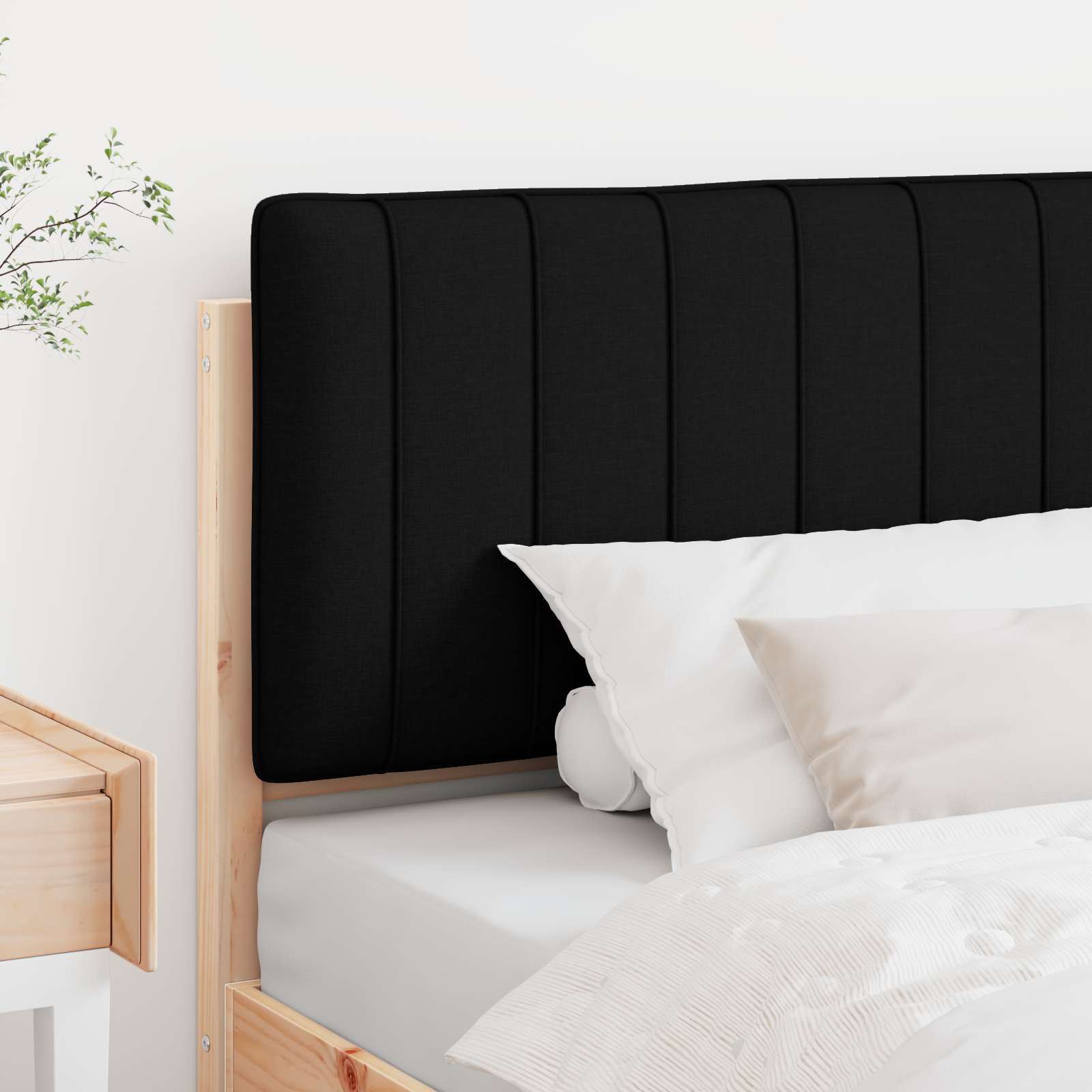 Tête de lit capitonnée Marron et Noir 100 cm Pin massif - XIOS