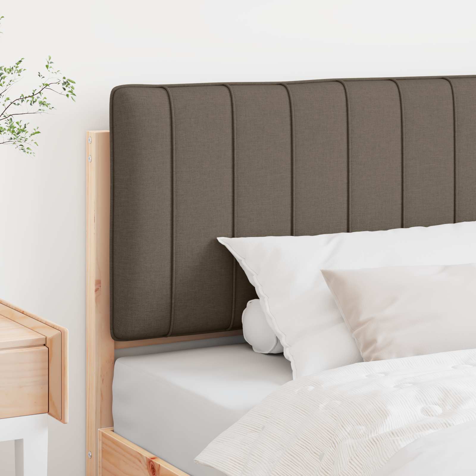 Tête de lit capitonnée Marron et Taupe 100 cm Pin massif - XIOS