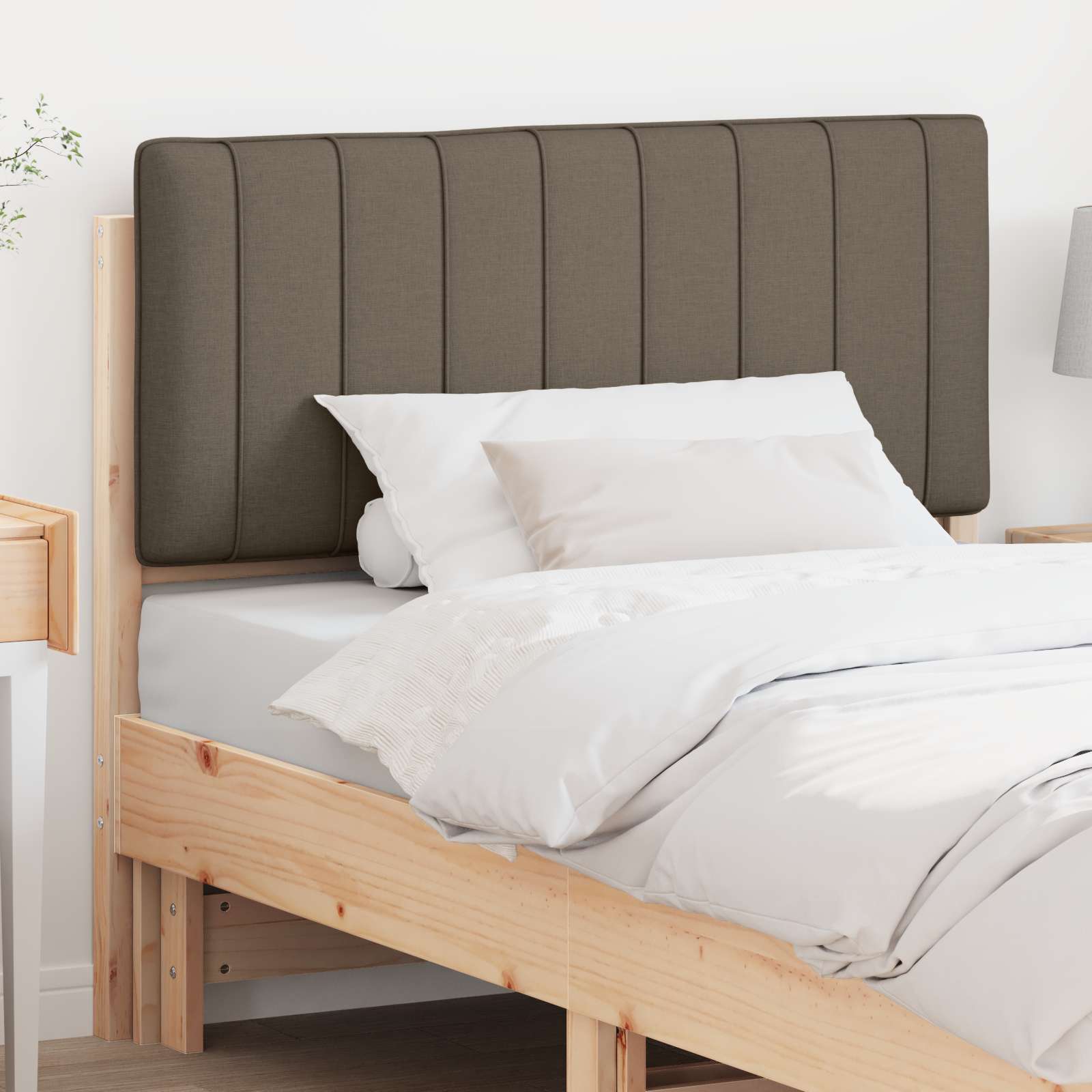 Tête de lit capitonnée Marron et Taupe 100 cm Pin massif - XIOS