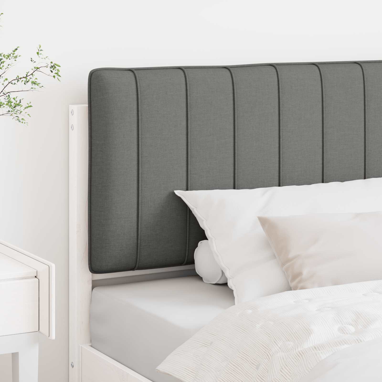 Tête de lit capitonnée Blanc et gris clair 100 cm Pin massif - XIOS
