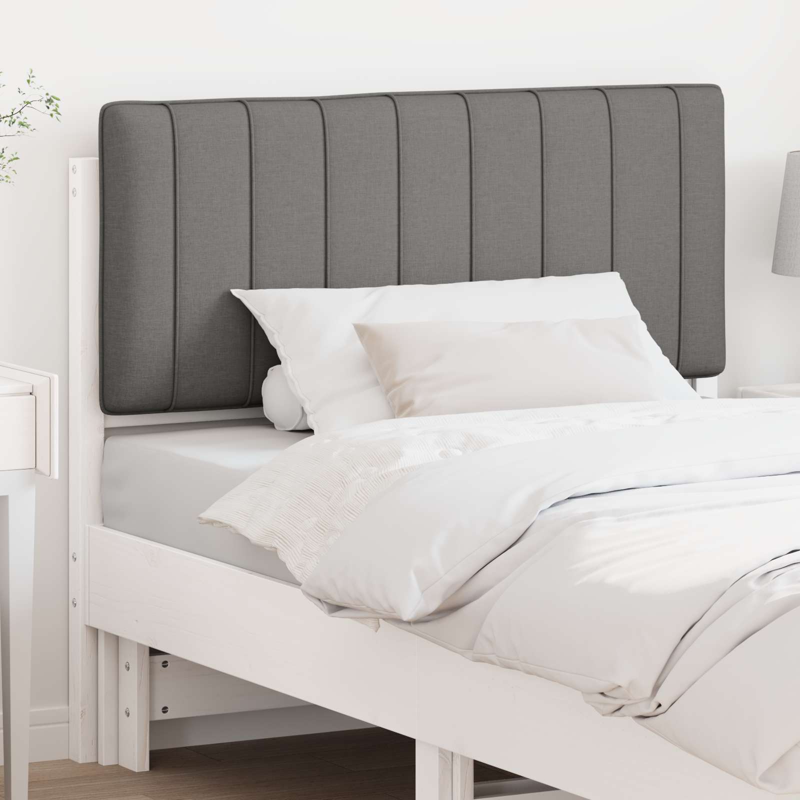 Tête de lit capitonnée Blanc et gris clair 100 cm Pin massif - XIOS