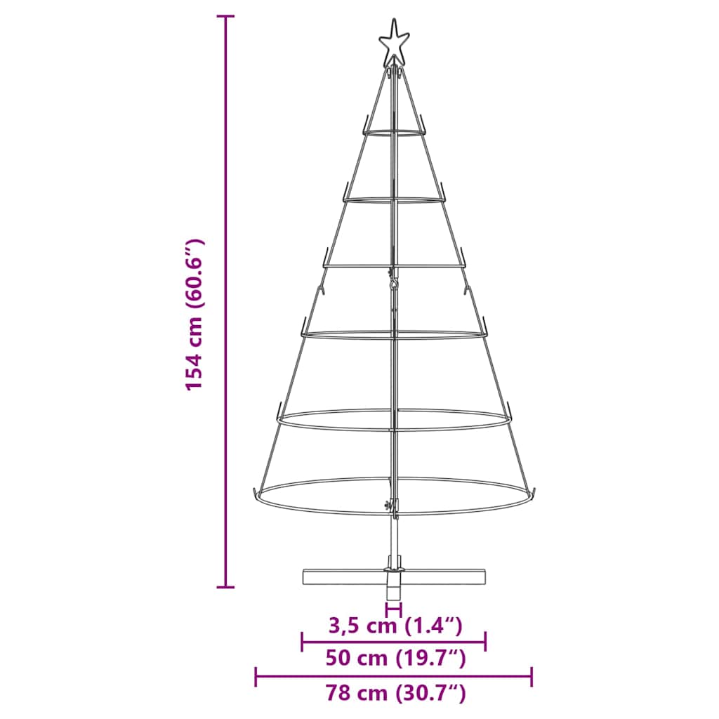 Arbre en cône de Noël avec support Noir 154 cm Acier - XIOS