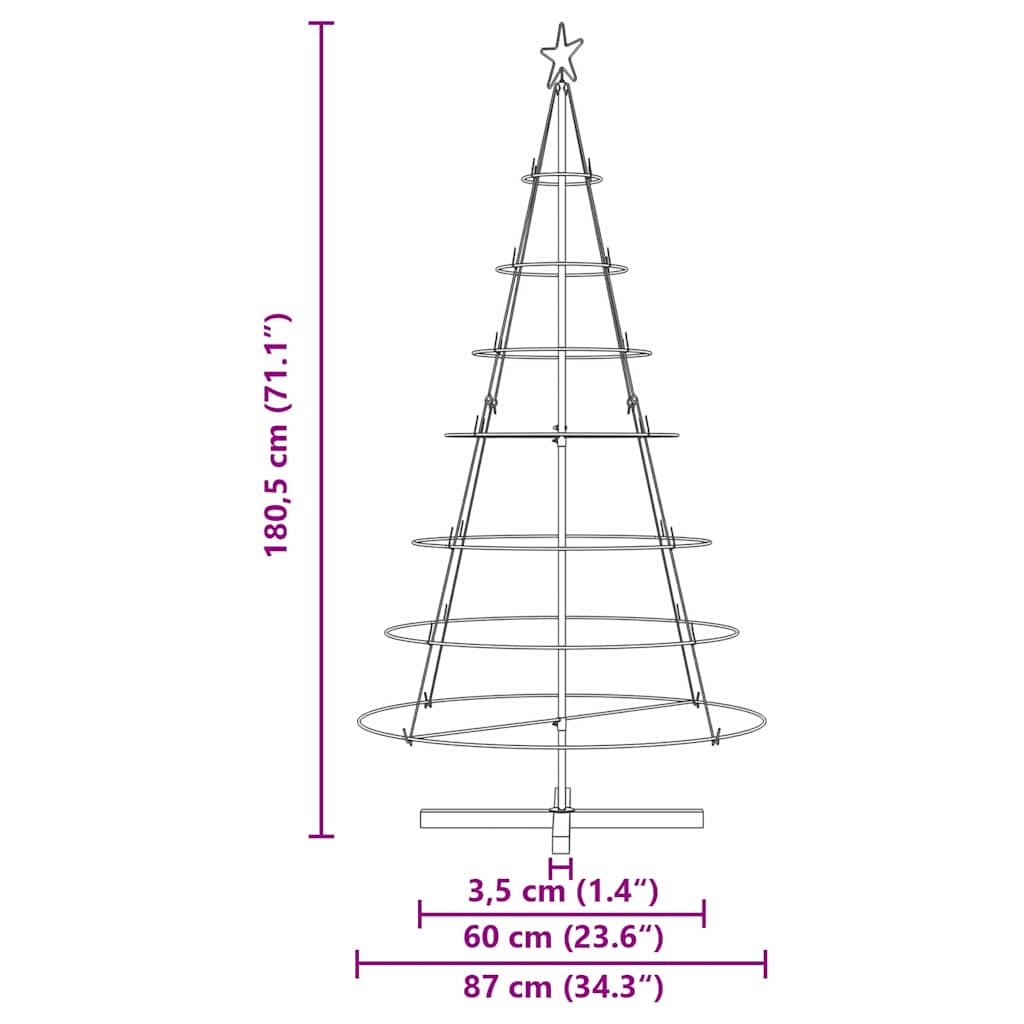 Arbre en cône de Noël avec support Noir 180 cm Acier - XIOS