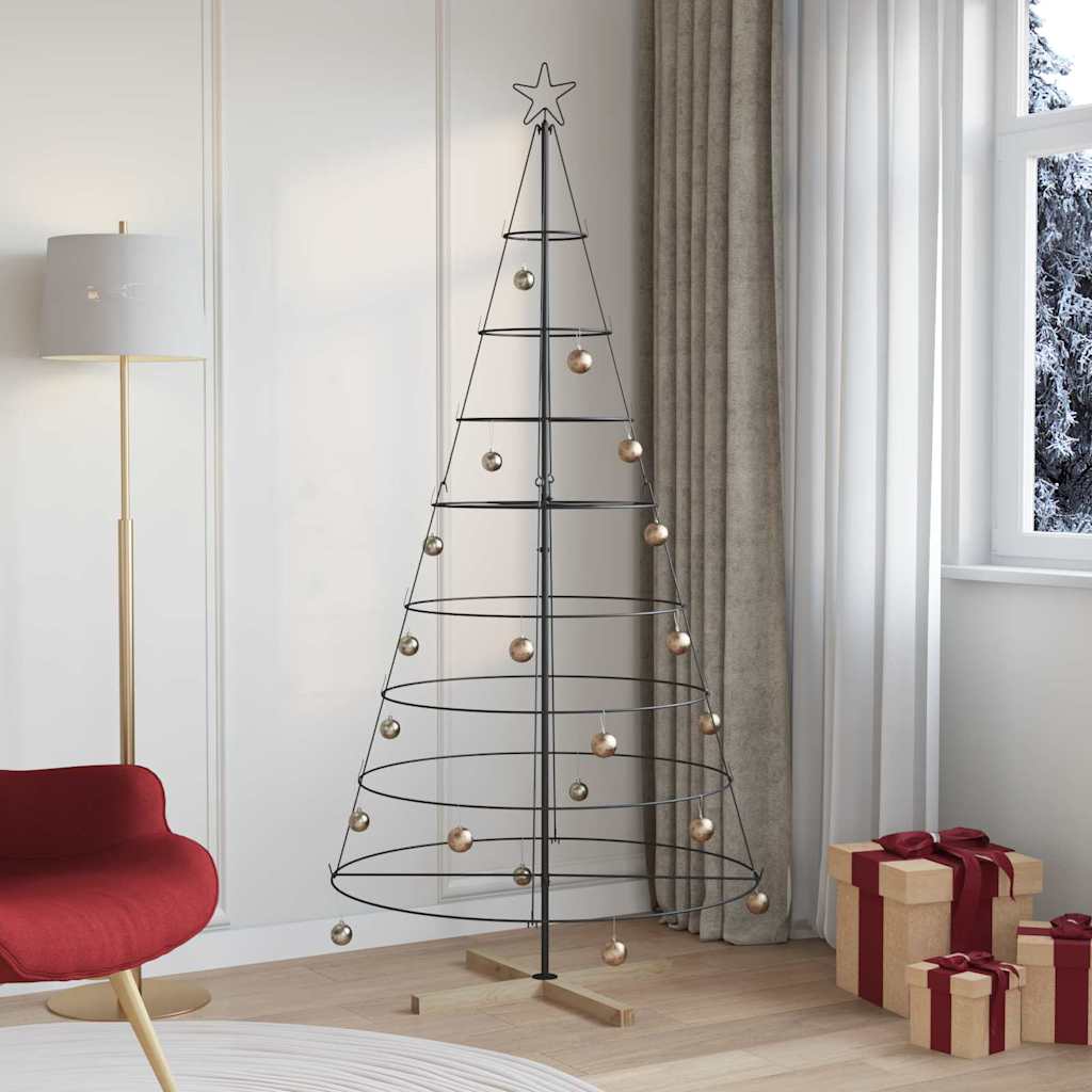 Arbre en cône de Noël avec support Noir 210 cm Acier - XIOS