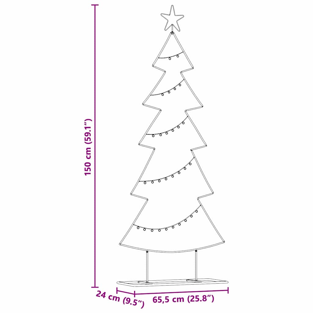 Arbre de Noël en métal avec support Noir 150 cm Acier - XIOS