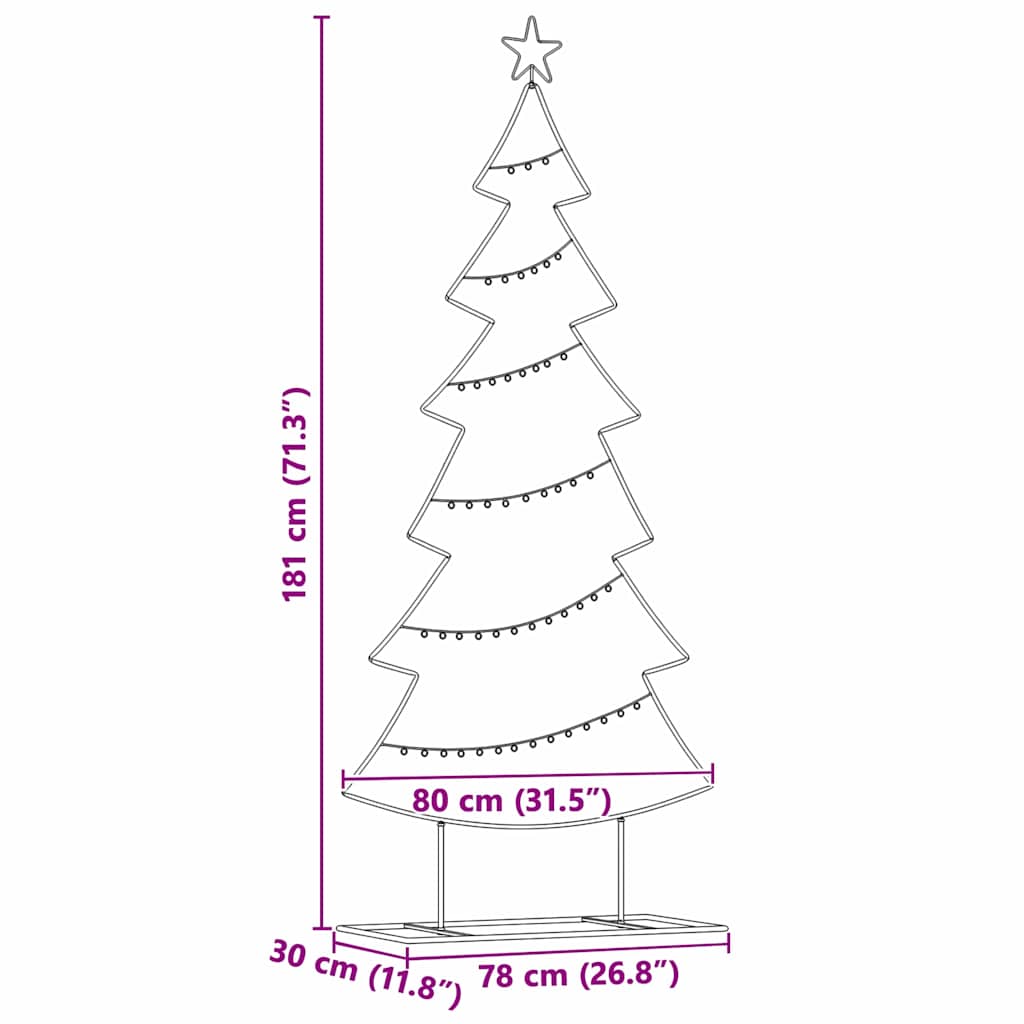 Arbre de Noël en métal avec support Noir 180 cm Acier - XIOS