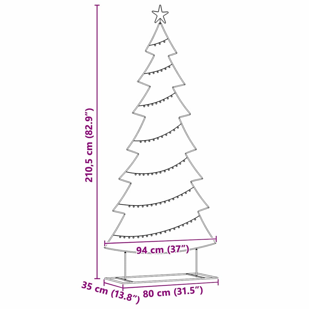 Arbre de Noël en métal avec support Noir 210 cm Acier - XIOS