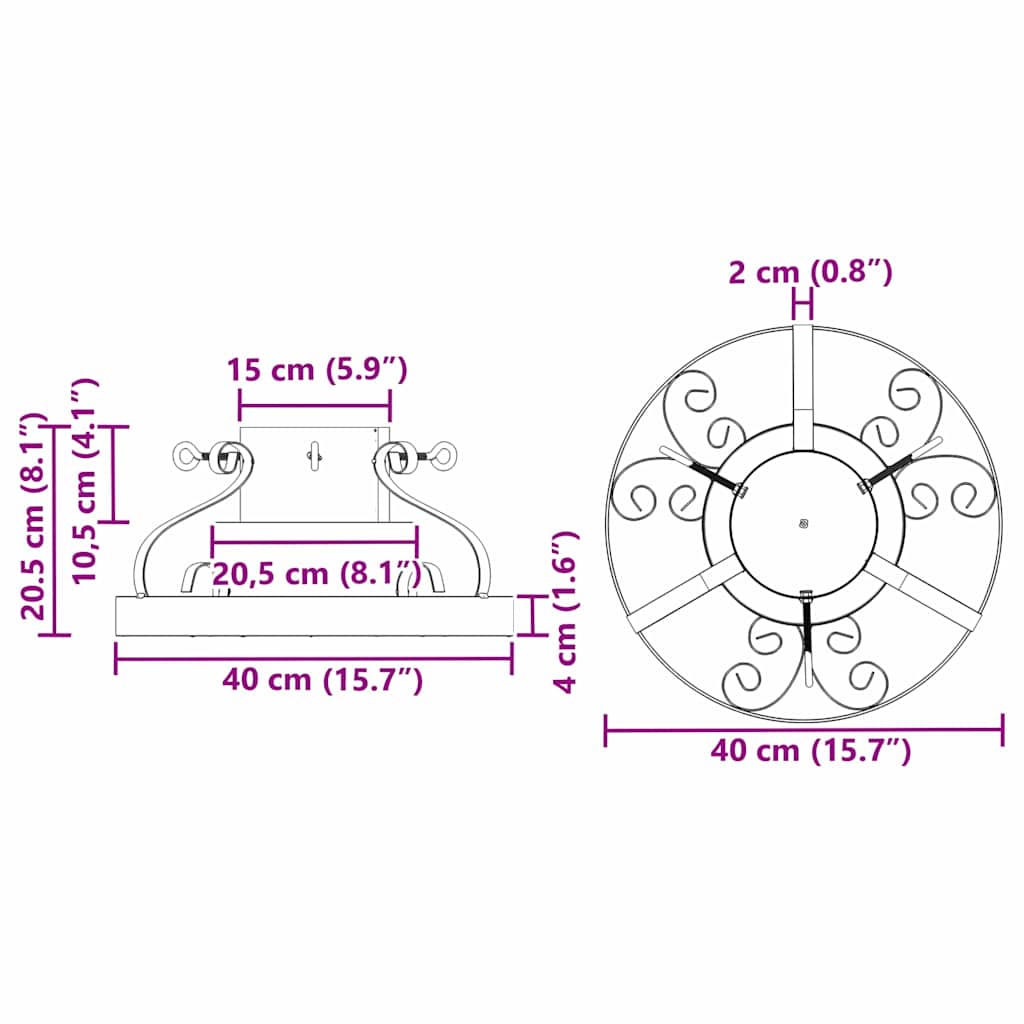 Pied de Sapin de Noël Cuivre antique 40 x 40 x 20.5 cm Acier - XIOS