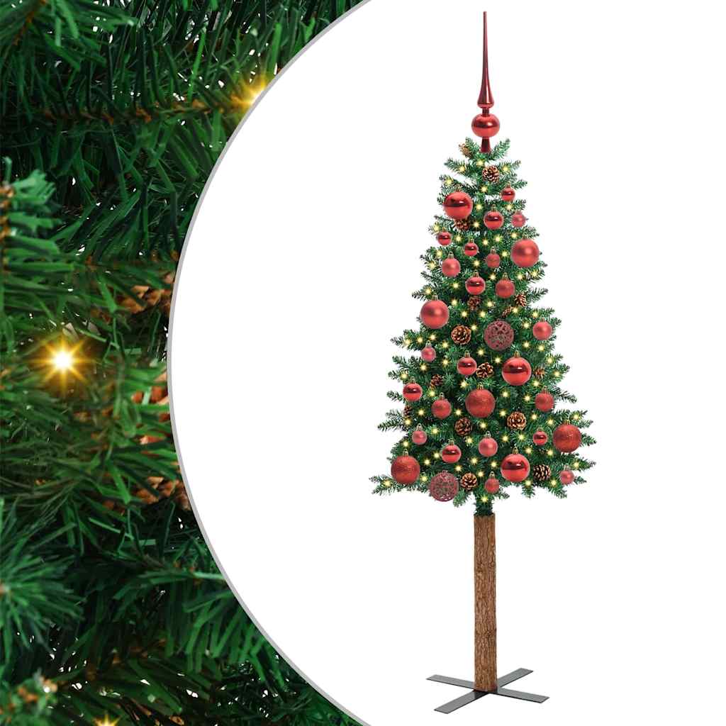 Sapin de Noël mince Vert 150 cm PVC et bois de pin massif - XIOS