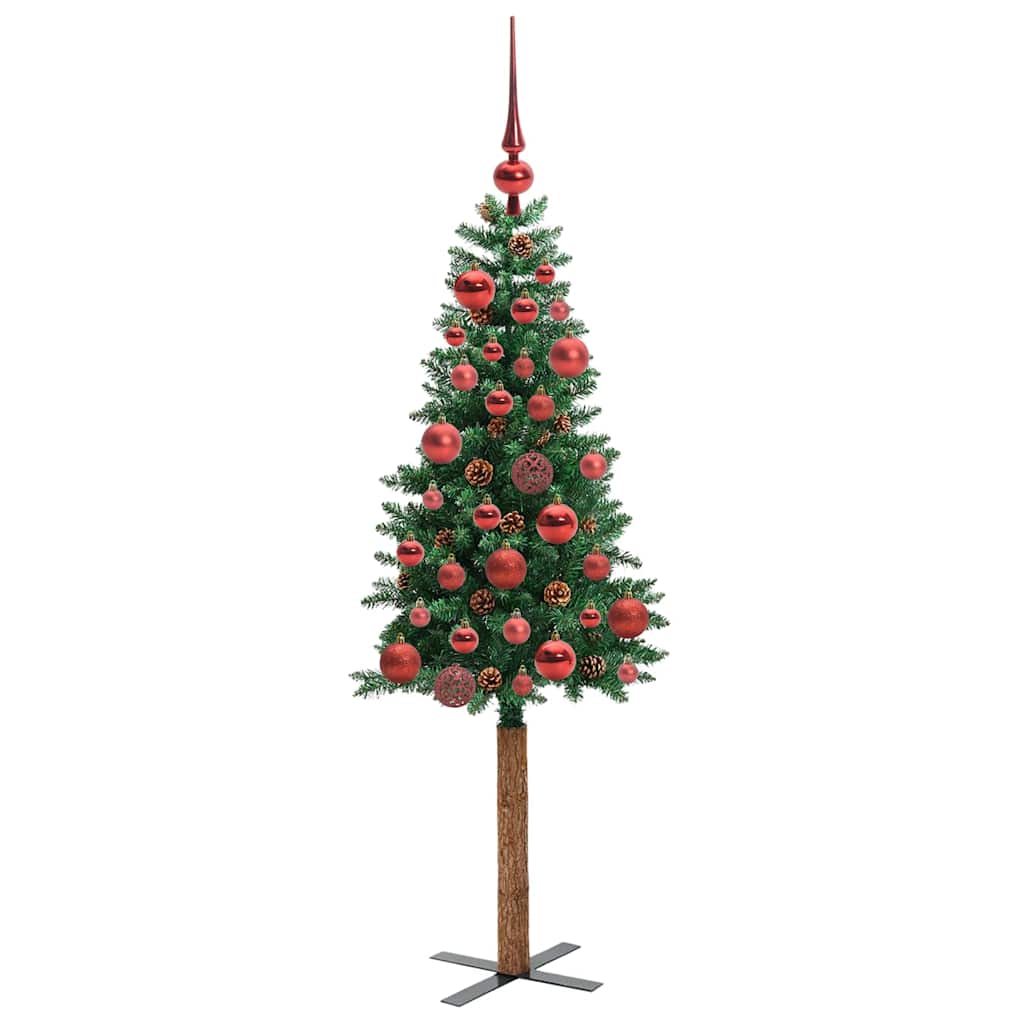 Sapin de Noël mince Vert 150 cm PVC et bois de pin massif - XIOS